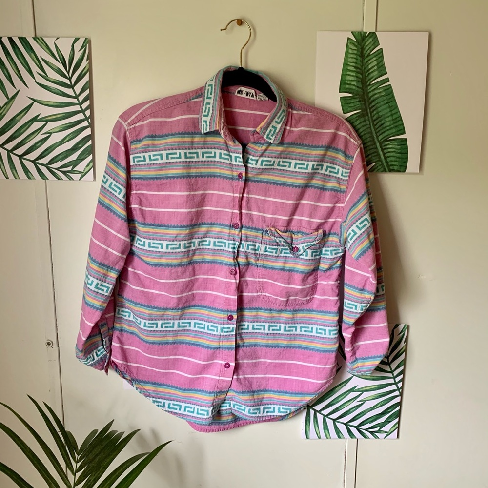 Aztec Patterned Pastel Button Up Shirt